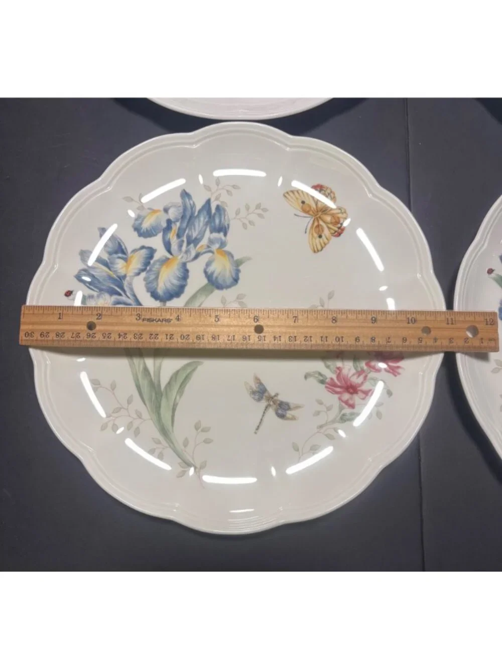 Lenox Butterfly Meadow Scalloped Dinner Plates Lot Of 4 Floral Design Vintage 06
